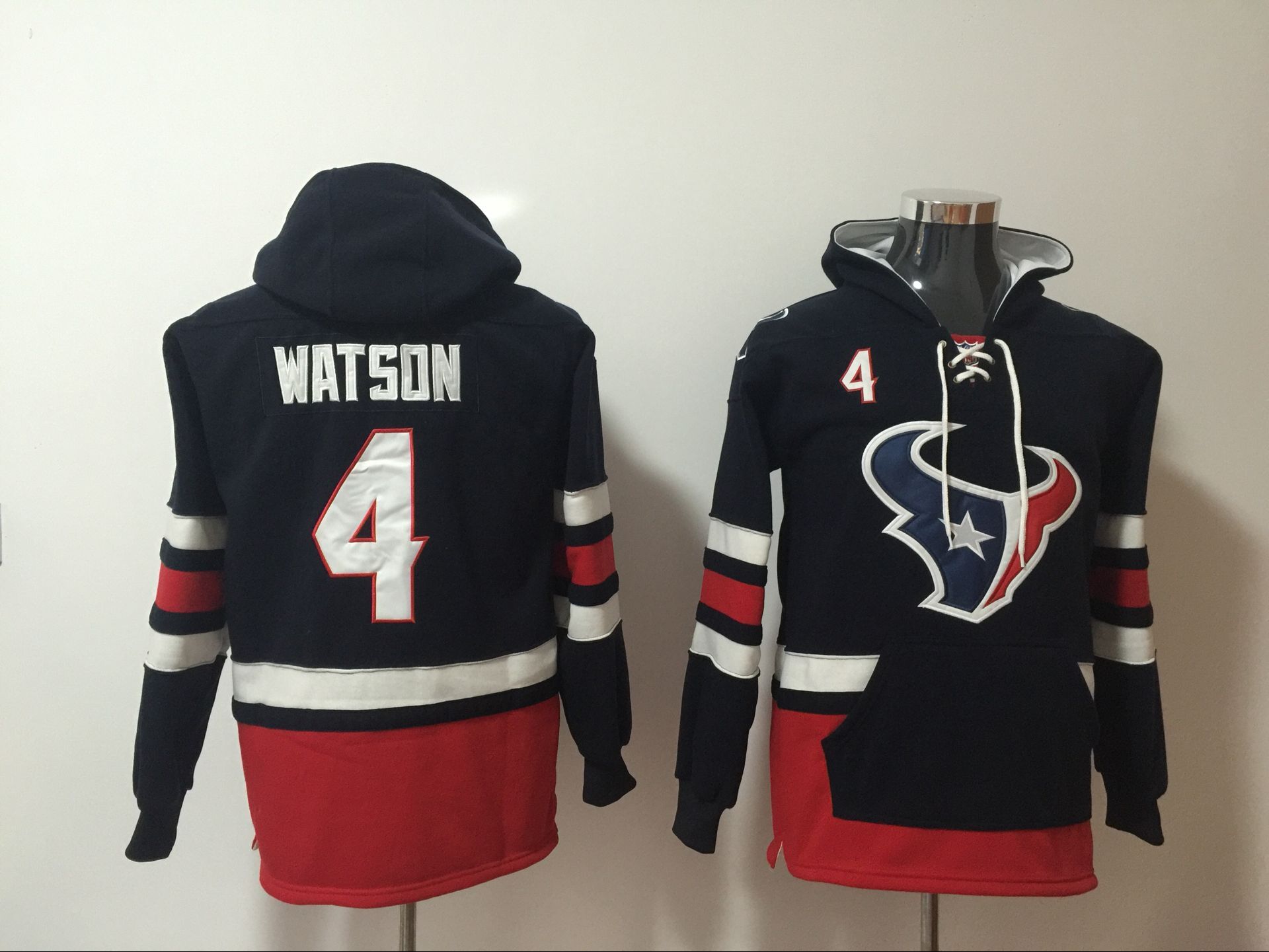 Men NFL Nike Houston Texans #4 Watson blue Sweatshirts->nfl sweatshirts->Sports Accessory